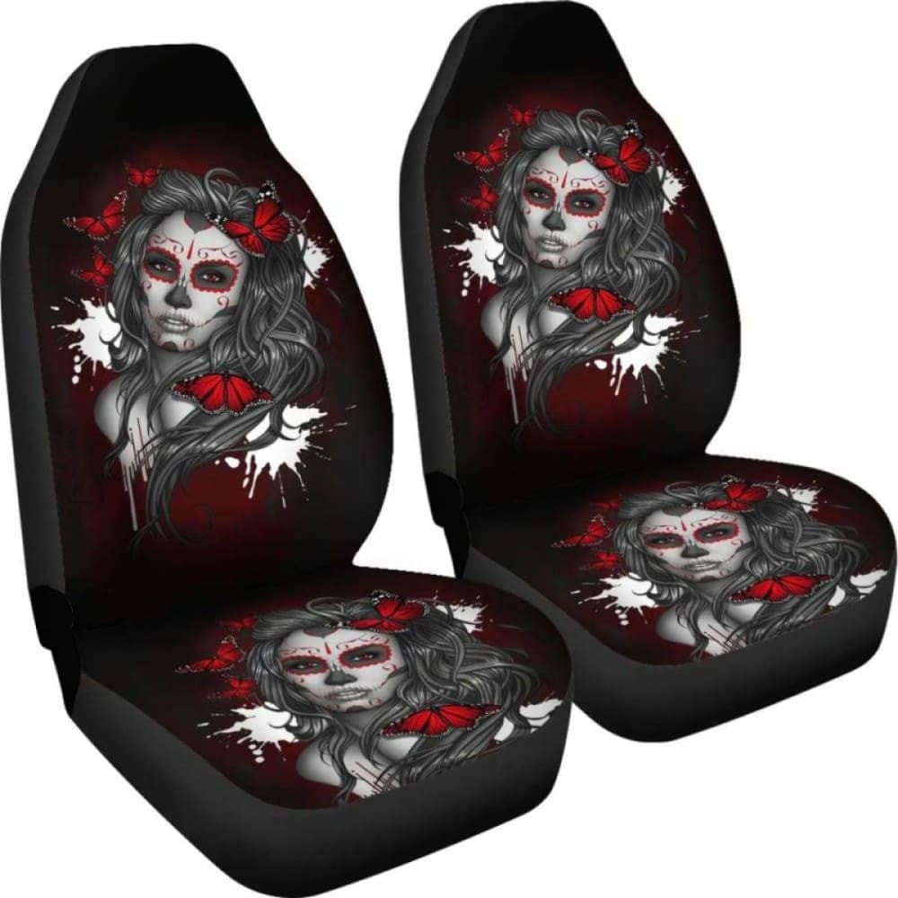 Set Of Pcs Beautiful Sugar Skull Girl Car Seat Cover
