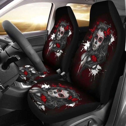 Set Of Pcs Beautiful Sugar Skull Girl Car Seat Cover