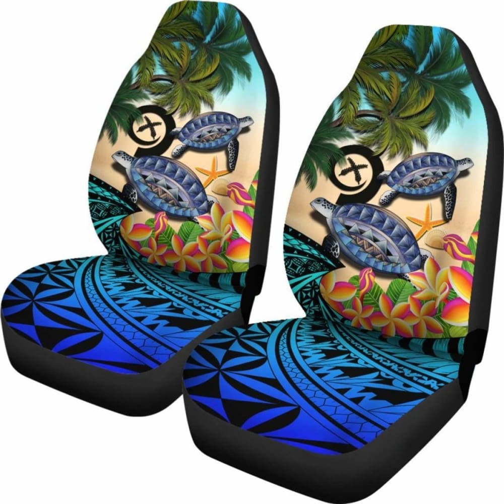 Vanuatu Car Seat Covers - Polynesian Turtle Coconut Tree And Plumeria Amazing