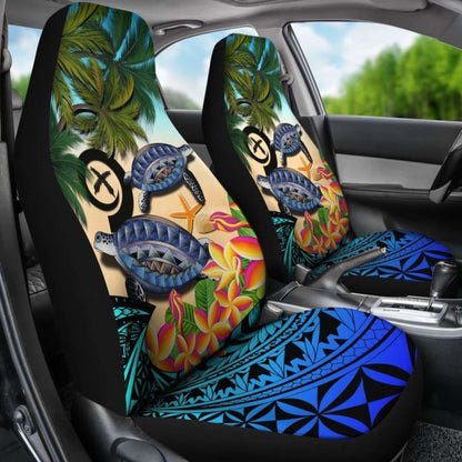 Vanuatu Car Seat Covers - Polynesian Turtle Coconut Tree And Plumeria Amazing