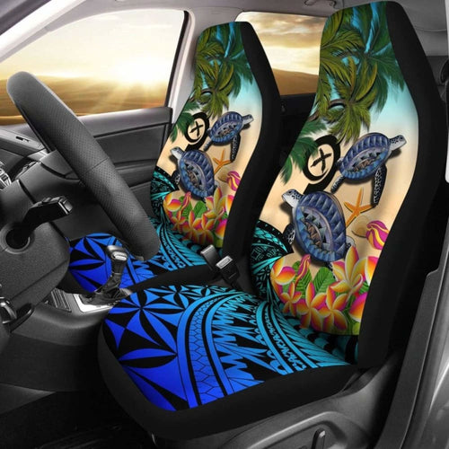 Vanuatu Car Seat Covers - Polynesian Turtle Coconut Tree And Plumeria Amazing
