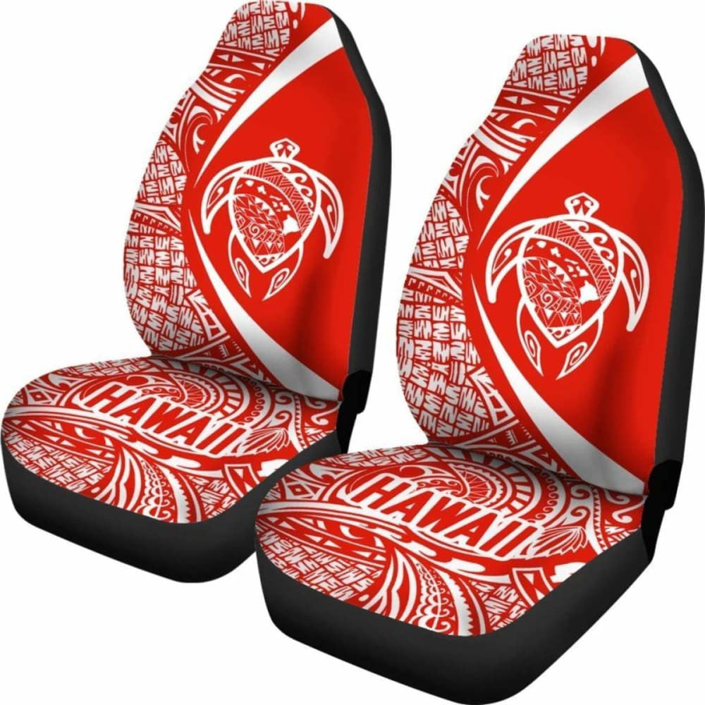 Hawaii Turtle Map Polynesian Car Seat Covers - White And Red - Best Look - New