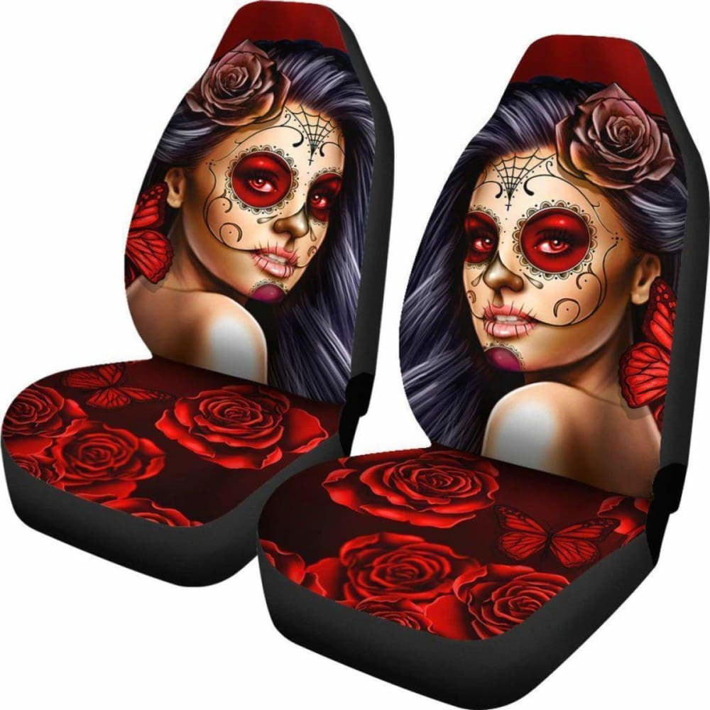 Calavera Girl - Red - Car Seat Covers