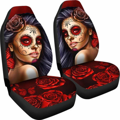Calavera Girl - Red - Car Seat Covers