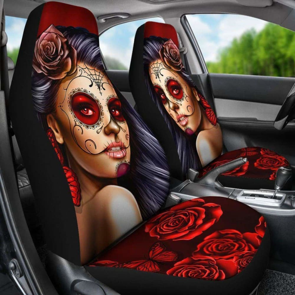 Calavera Girl - Red - Car Seat Covers