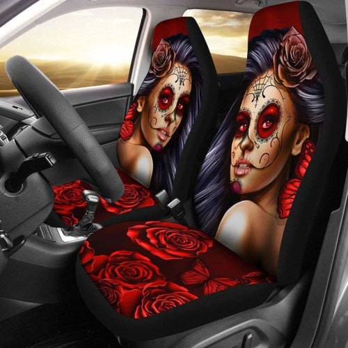 Calavera Girl - Red - Car Seat Covers