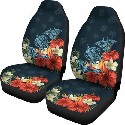 Hawaii Turtle Shark Manta Ray Hibiscus Plumeria Car Set Cover - New - Awesome