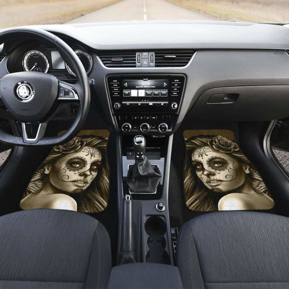 Calavera Girl - Sepia - Front and Back Car Floor Mats