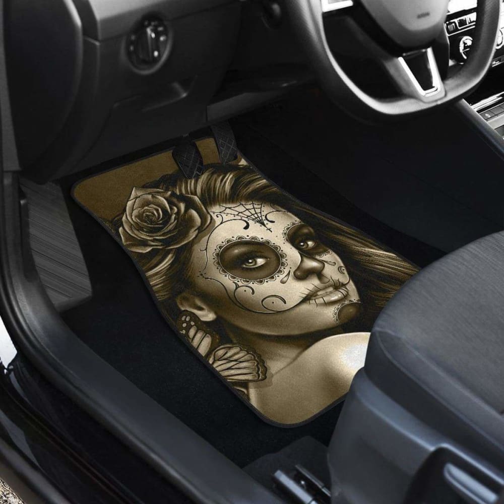 Calavera Girl - Sepia - Front and Back Car Floor Mats