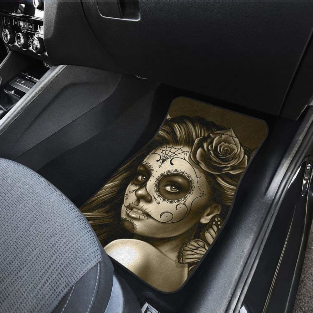 Calavera Girl - Sepia - Front and Back Car Floor Mats