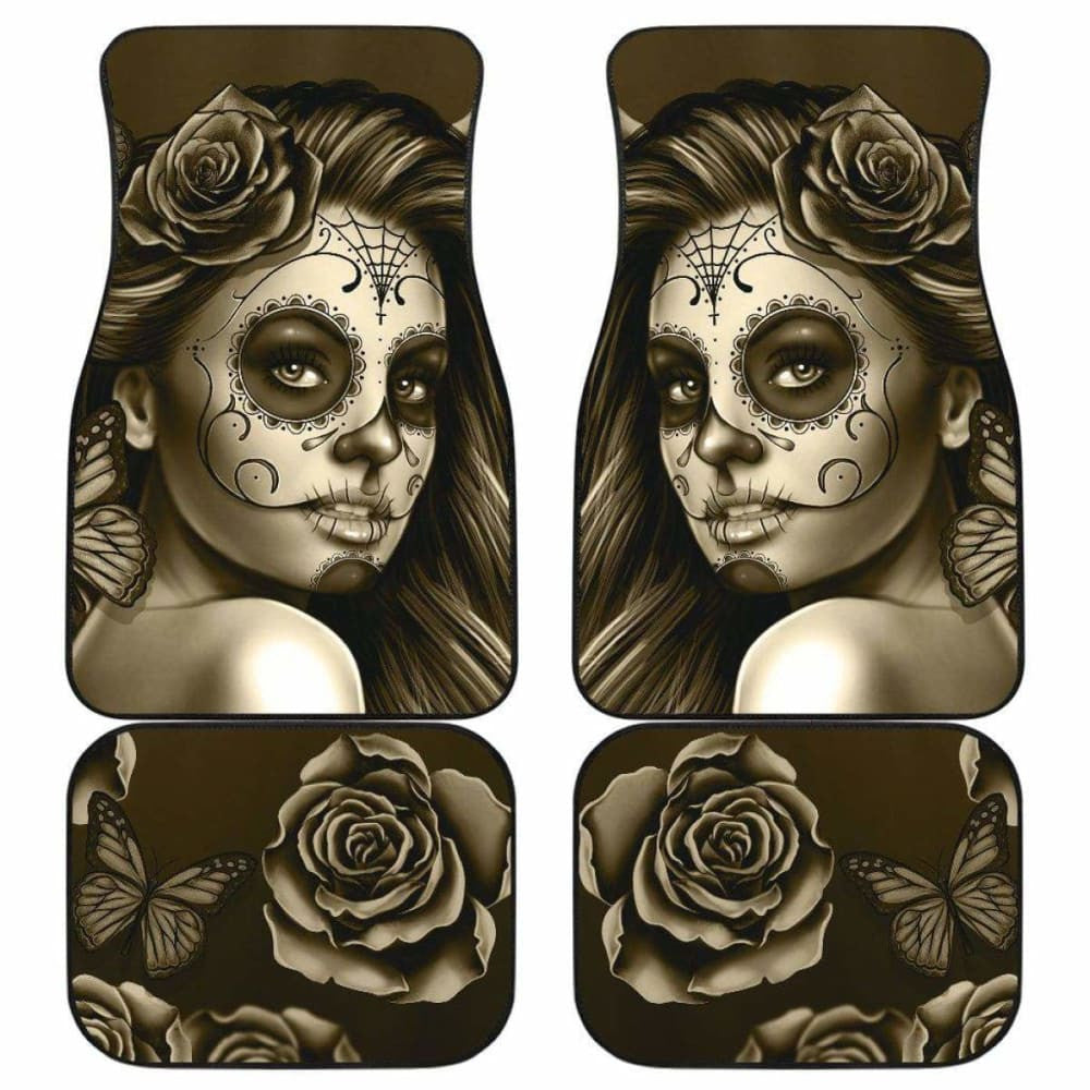 Calavera Girl - Sepia - Front and Back Car Floor Mats
