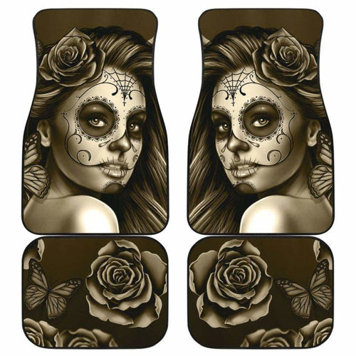 Calavera Girl - Sepia - Front and Back Car Floor Mats
