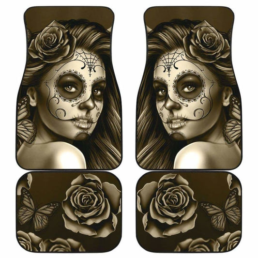 Calavera Girl - Sepia - Front and Back Car Floor Mats