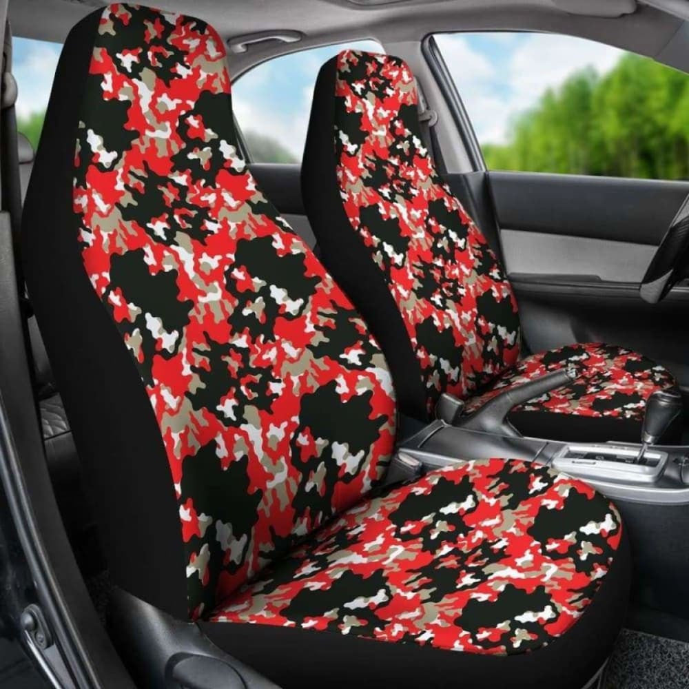Black Red And Gray Skull Camouflage Camo Car Seat Covers