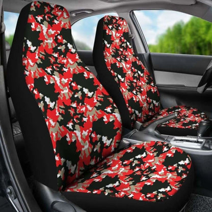 Black Red And Gray Skull Camouflage Camo Car Seat Covers