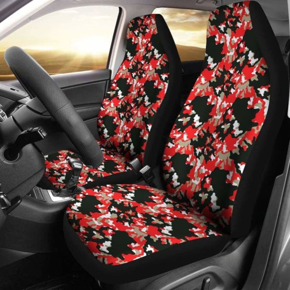 Black Red And Gray Skull Camouflage Camo Car Seat Covers