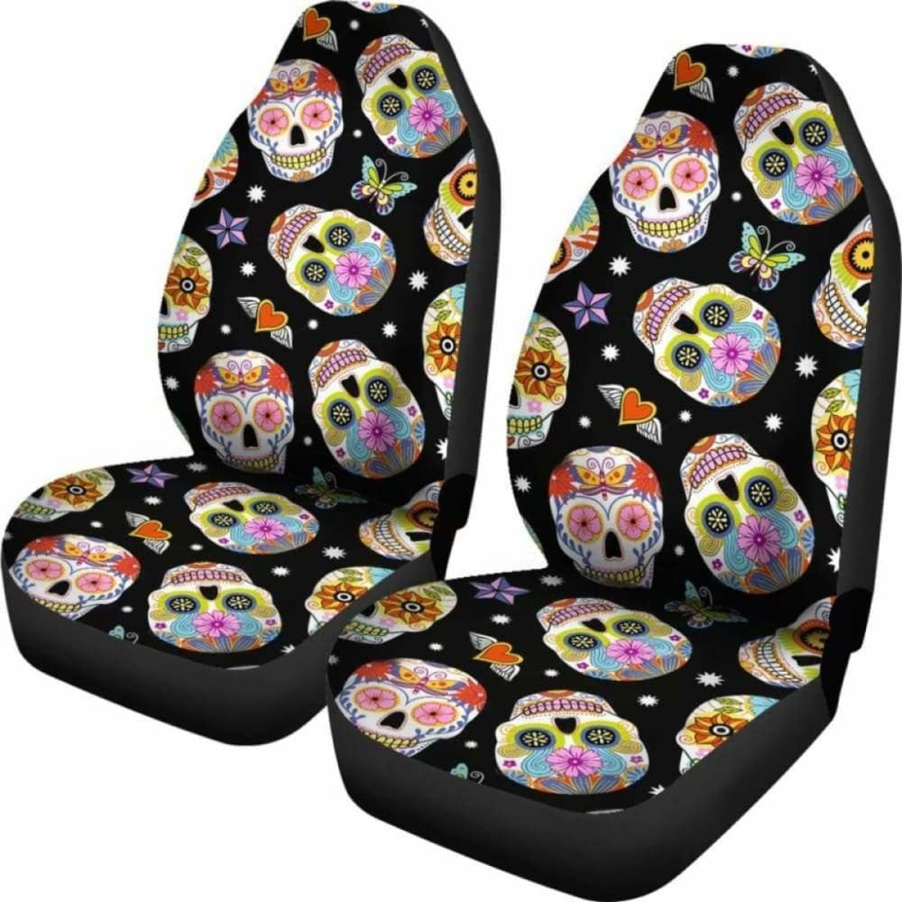 Set Seat Cover Sugar Skulls