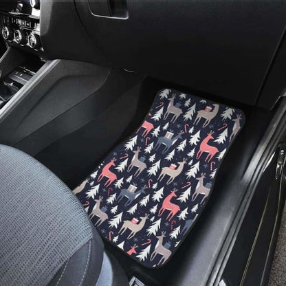 Deers Winter Christmas Pattern Front And Back Car Mats