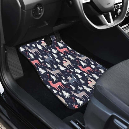 Deers Winter Christmas Pattern Front And Back Car Mats