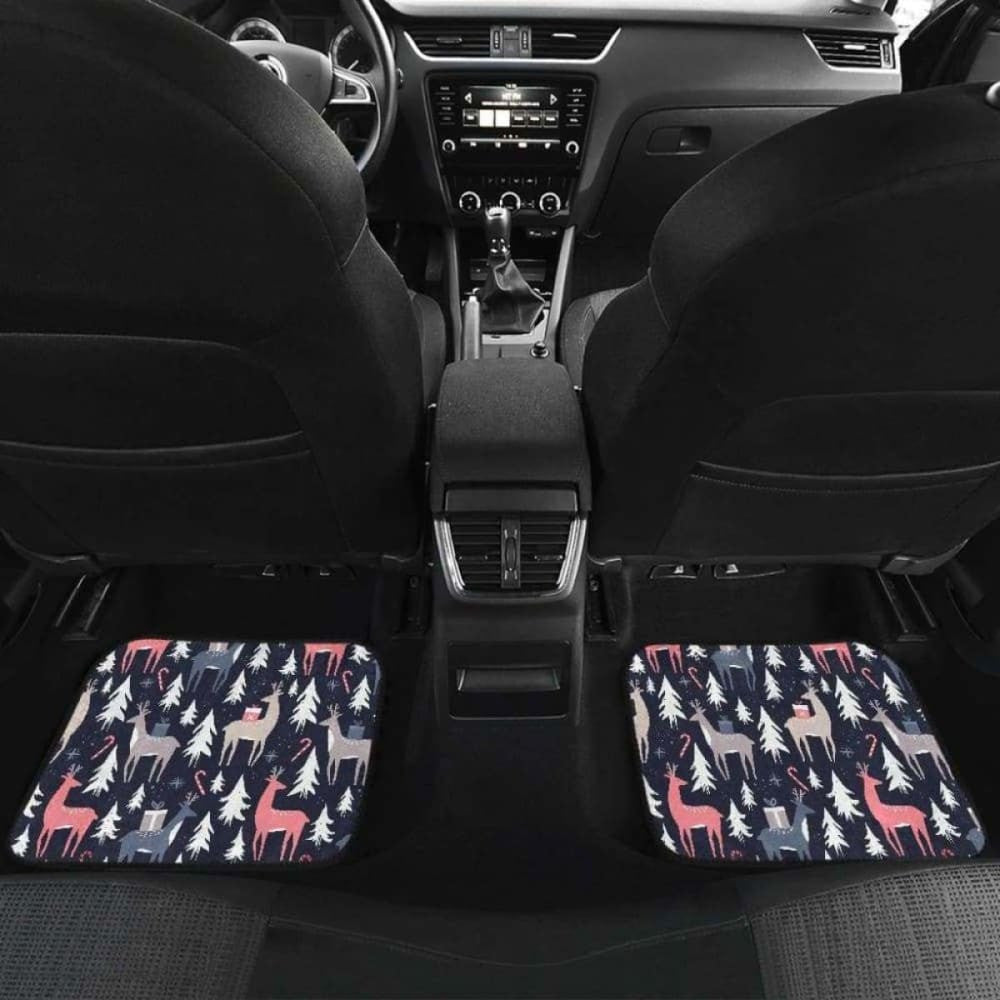 Deers Winter Christmas Pattern Front And Back Car Mats