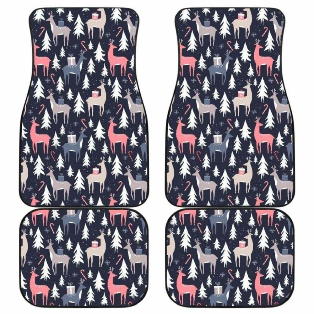 Deers Winter Christmas Pattern Front And Back Car Mats