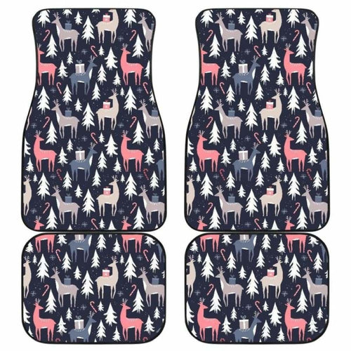 Deers Winter Christmas Pattern Front And Back Car Mats