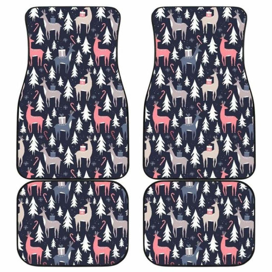 Deers Winter Christmas Pattern Front And Back Car Mats