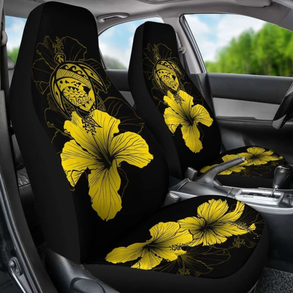 Hawaii Hibiscus Car Seat Cover - Turtle Map - Yellow - New
