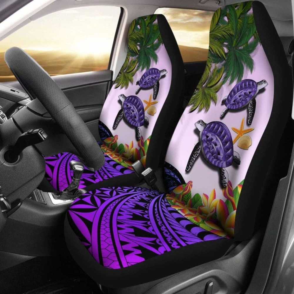 Kanaka Maoli (Hawaiian) Car Seat Covers - Polynesian Turtle Coconut TreeÂ Purple Amazing