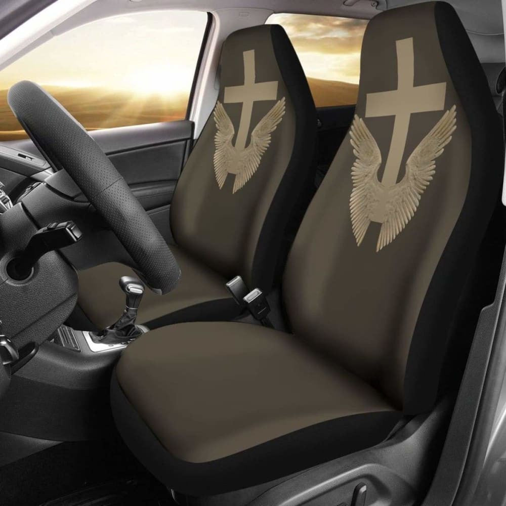 Wings And Cross Car Seat Covers Amazing