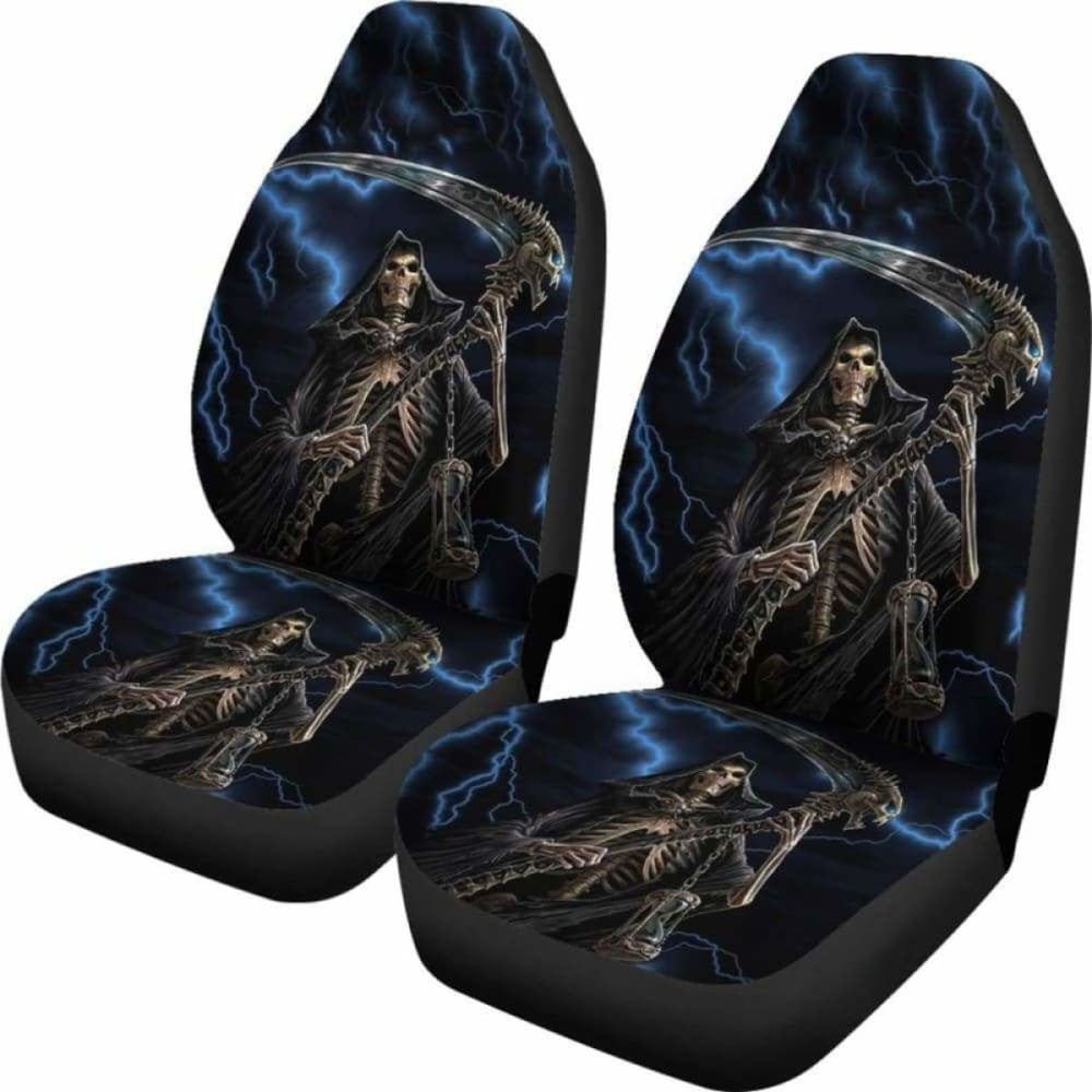 Set Of Grim Reaper Awesome Skull Car Seat Covers