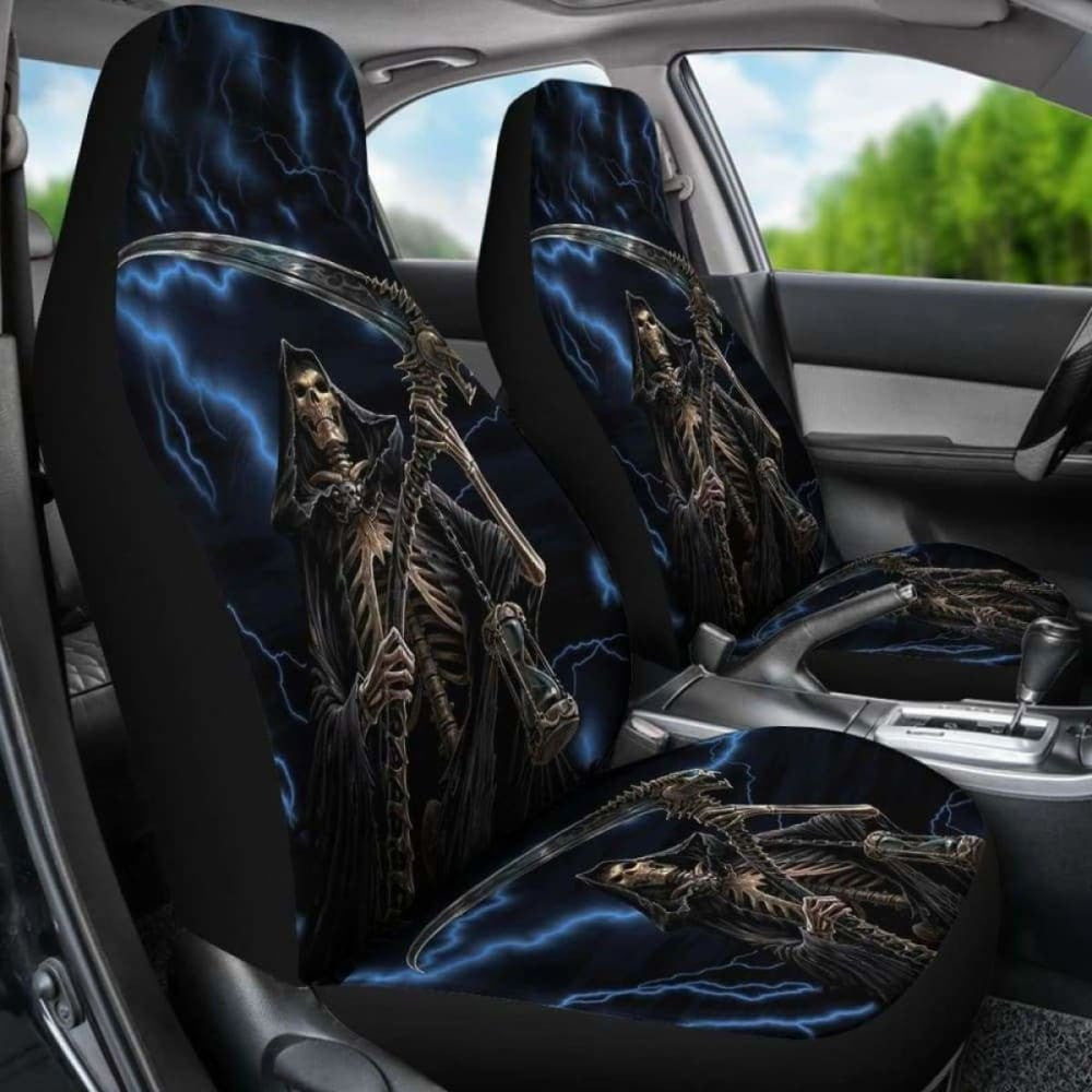 Set Of Grim Reaper Awesome Skull Car Seat Covers