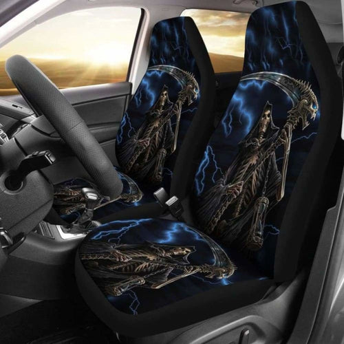 Set Of Grim Reaper Awesome Skull Car Seat Covers