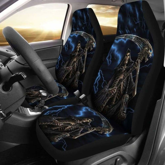 Set Of Grim Reaper Awesome Skull Car Seat Covers
