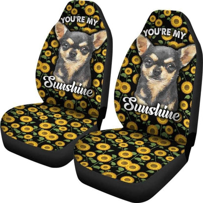 Chihuahua Dog You're My Sunshine Sunflower Car Seat Covers