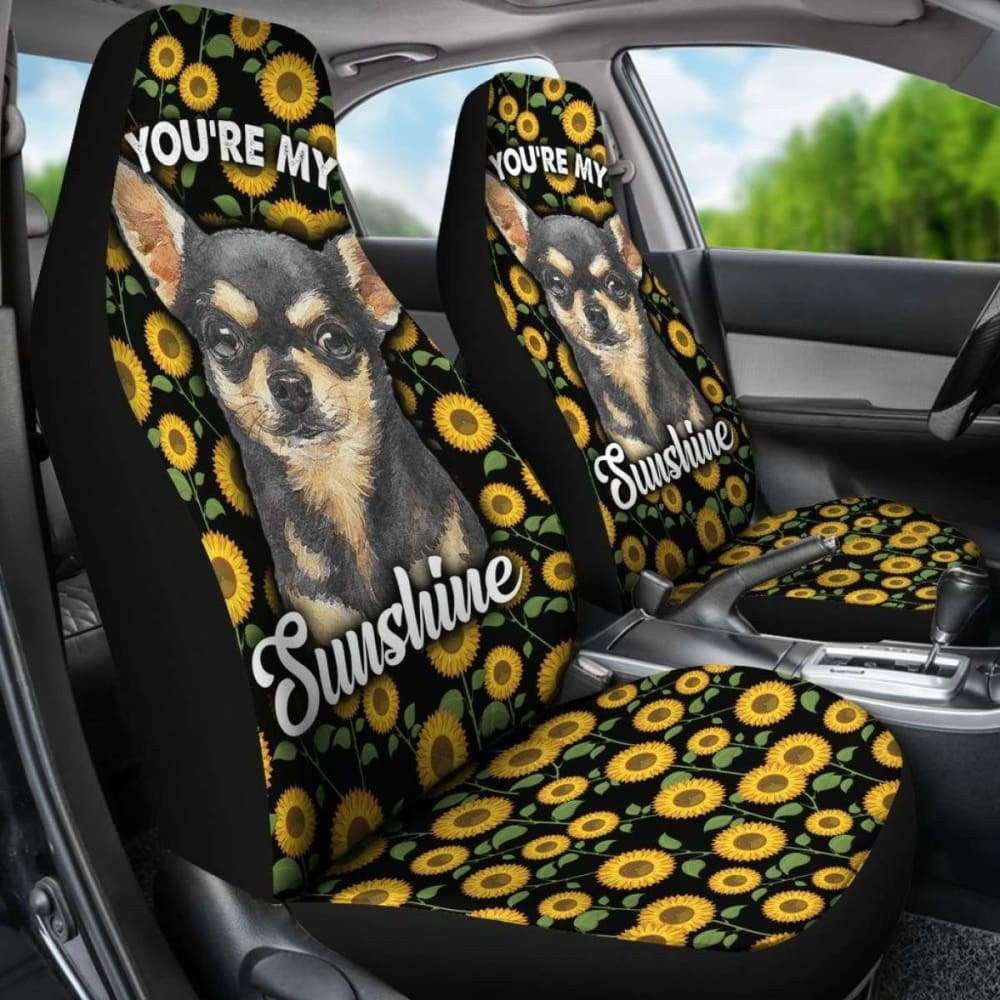 Chihuahua Dog You're My Sunshine Sunflower Car Seat Covers