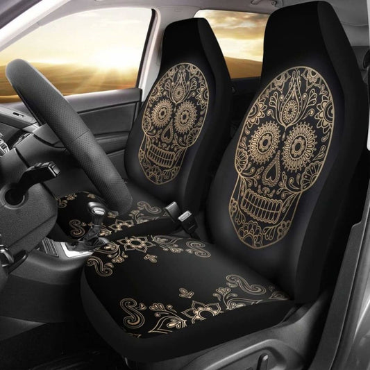 Sugar Skull Back Design Car Seat Covers Amazing