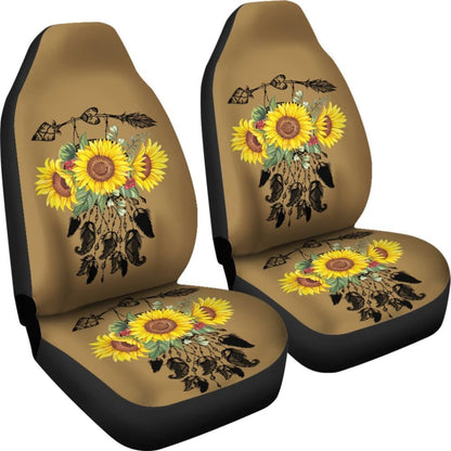 Sunflower Dreamcatcher Native Design Custom Car Seat Covers