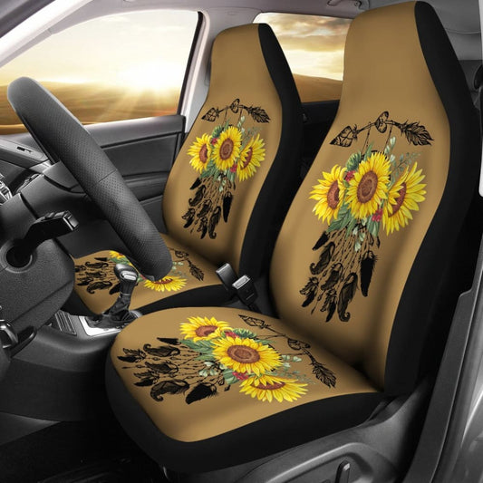 Sunflower Dreamcatcher Native Design Custom Car Seat Covers