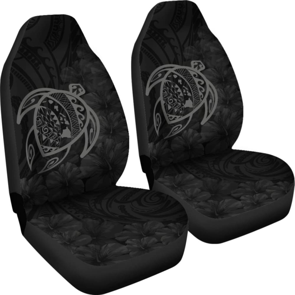 Alohawaii Car Seat Covers - Hawaii Turtle Map Hibiscus Poly Gray - New Awesome