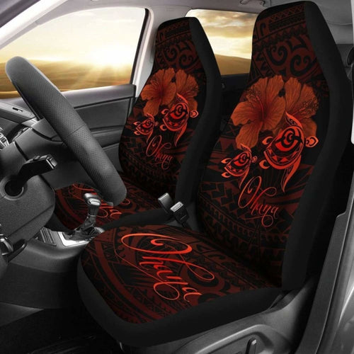 Hawaii Turtle Ohana Hibiscus Poly Car Seat Covers - Red - New Awesome
