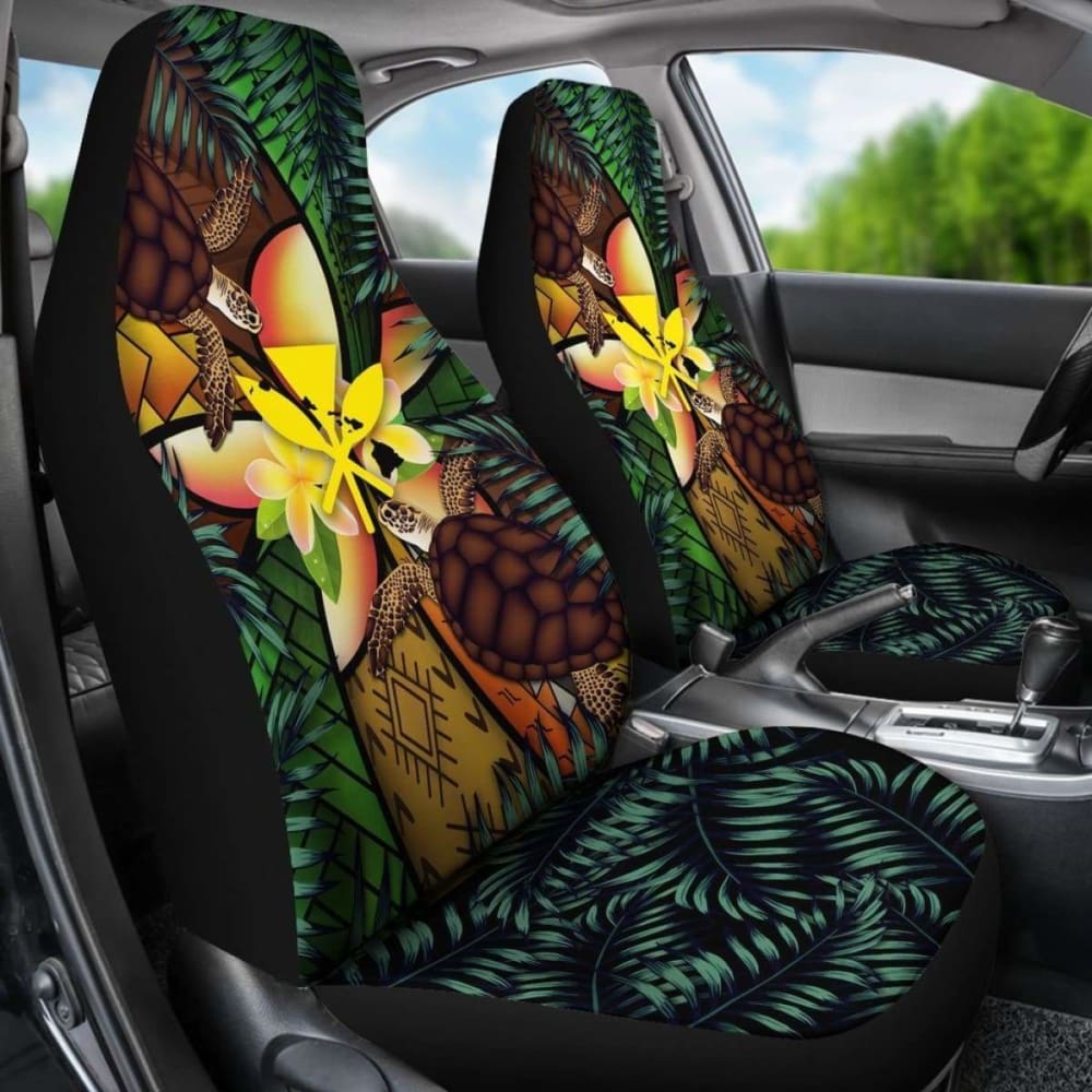 Kanaka Maoli (Hawaiian) Car Seat Covers - Polynesian Turtle Plumeria Amazing