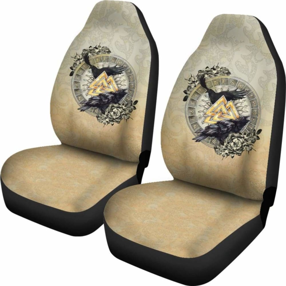 Viking Car Set Covers, Odin'S Raven Valknut
