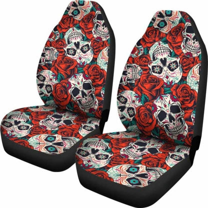 Set Pcs Floral Sugar Skull Car Seat Covers