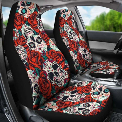Set Pcs Floral Sugar Skull Car Seat Covers