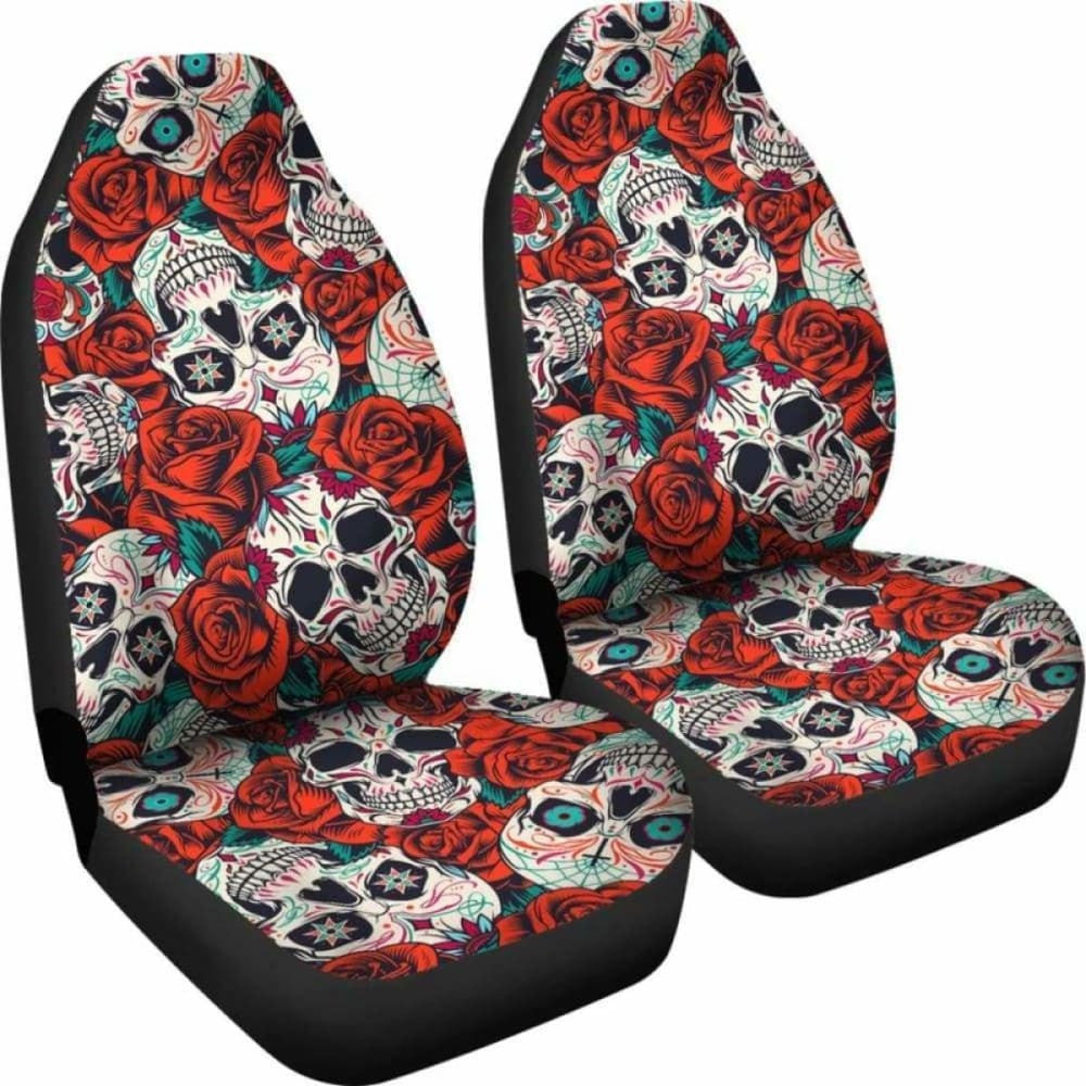 Set Pcs Floral Sugar Skull Car Seat Covers
