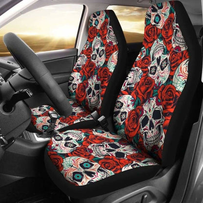 Set Pcs Floral Sugar Skull Car Seat Covers