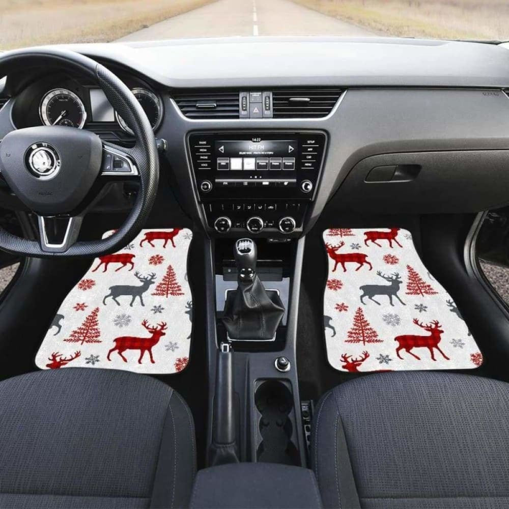 Deer Tree Snowflakes Chrismas Pattern Front And Back Car Mats