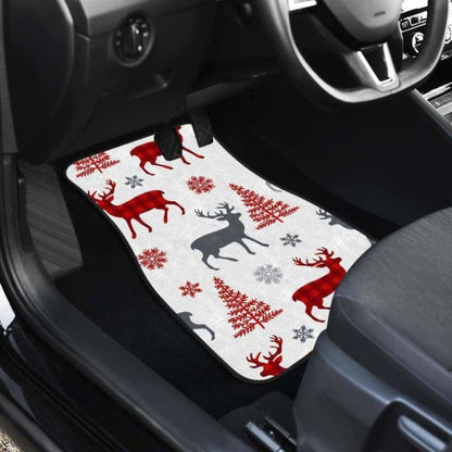 Deer Tree Snowflakes Chrismas Pattern Front And Back Car Mats
