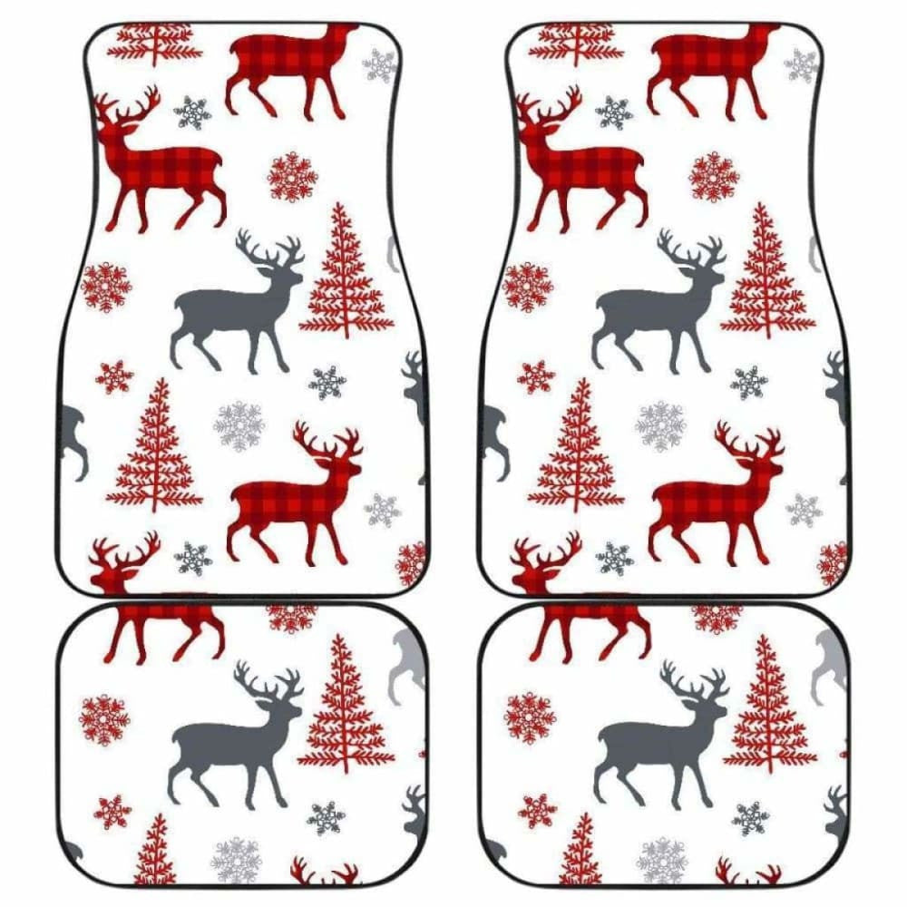 Deer Tree Snowflakes Chrismas Pattern Front And Back Car Mats